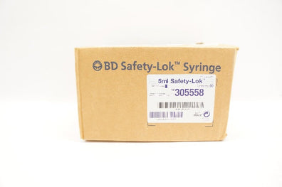 BD 305558 Safety-Lok Luer-Lok Tip Syringe 5mL - Case of 50